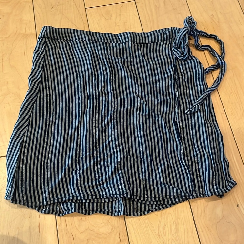 Striped Wrap Mini Skirt